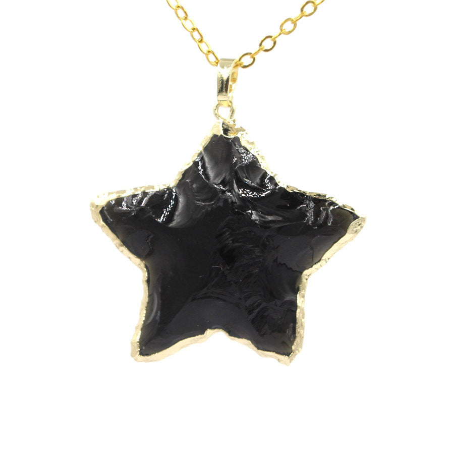 White Crystal Star + Moon Pendant