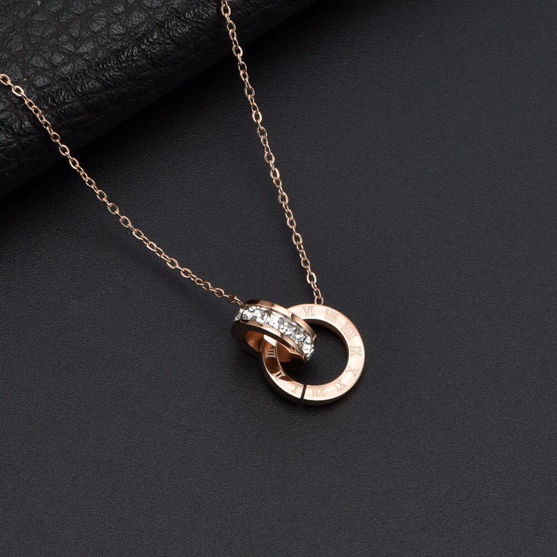 Roman Numeral Ring Titanium Necklace