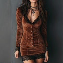 Lace Trimmed Button Mini-Dress