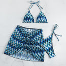 Drawstring Mesh Wrap Skirt Bikini