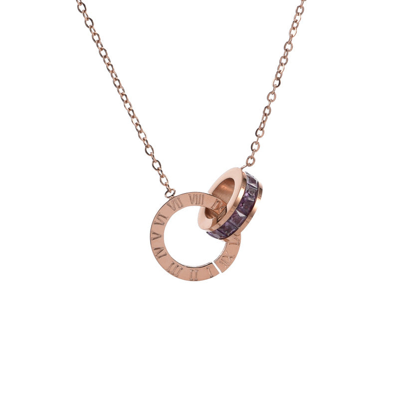 Roman Numeral Ring Titanium Necklace