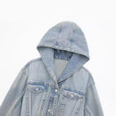 Frayed Hooded Denim Jacket