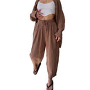 Casual Lapel Long Sleeve + Lounge Pants