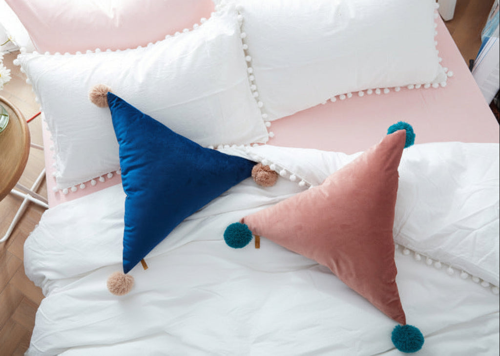 Triangle Pom Pom Cushion Pillow