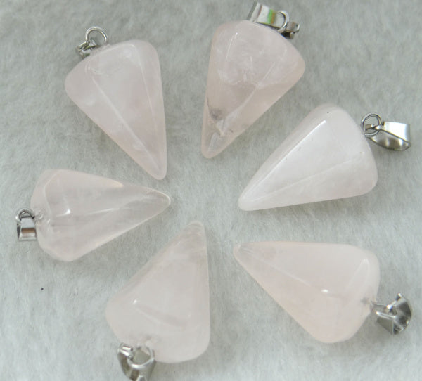 Natural Stone Agate Hexagonal Cone Pendant
