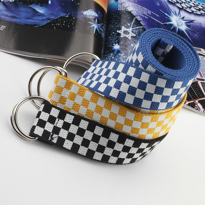 Nylon Canvas Buckle Plaid Belt