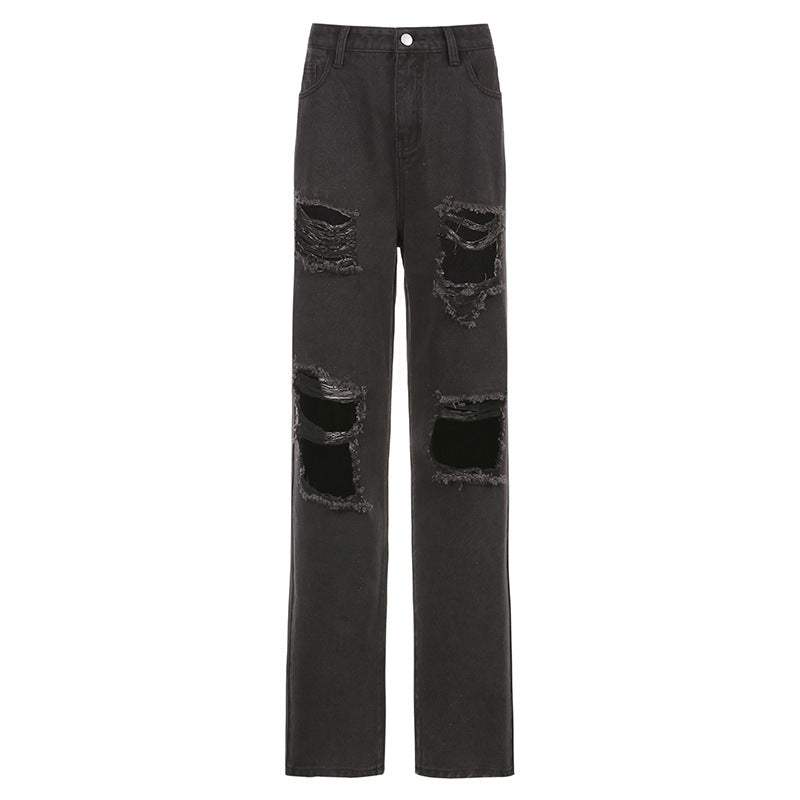 Ripped Edge Casual Jeans