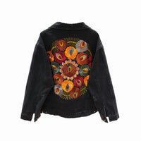 Bohemian embroidered denim jacket