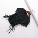 Drawstring short sleeve T-shirt