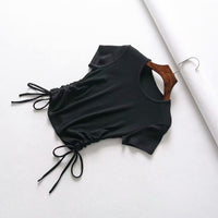 Drawstring short sleeve T-shirt