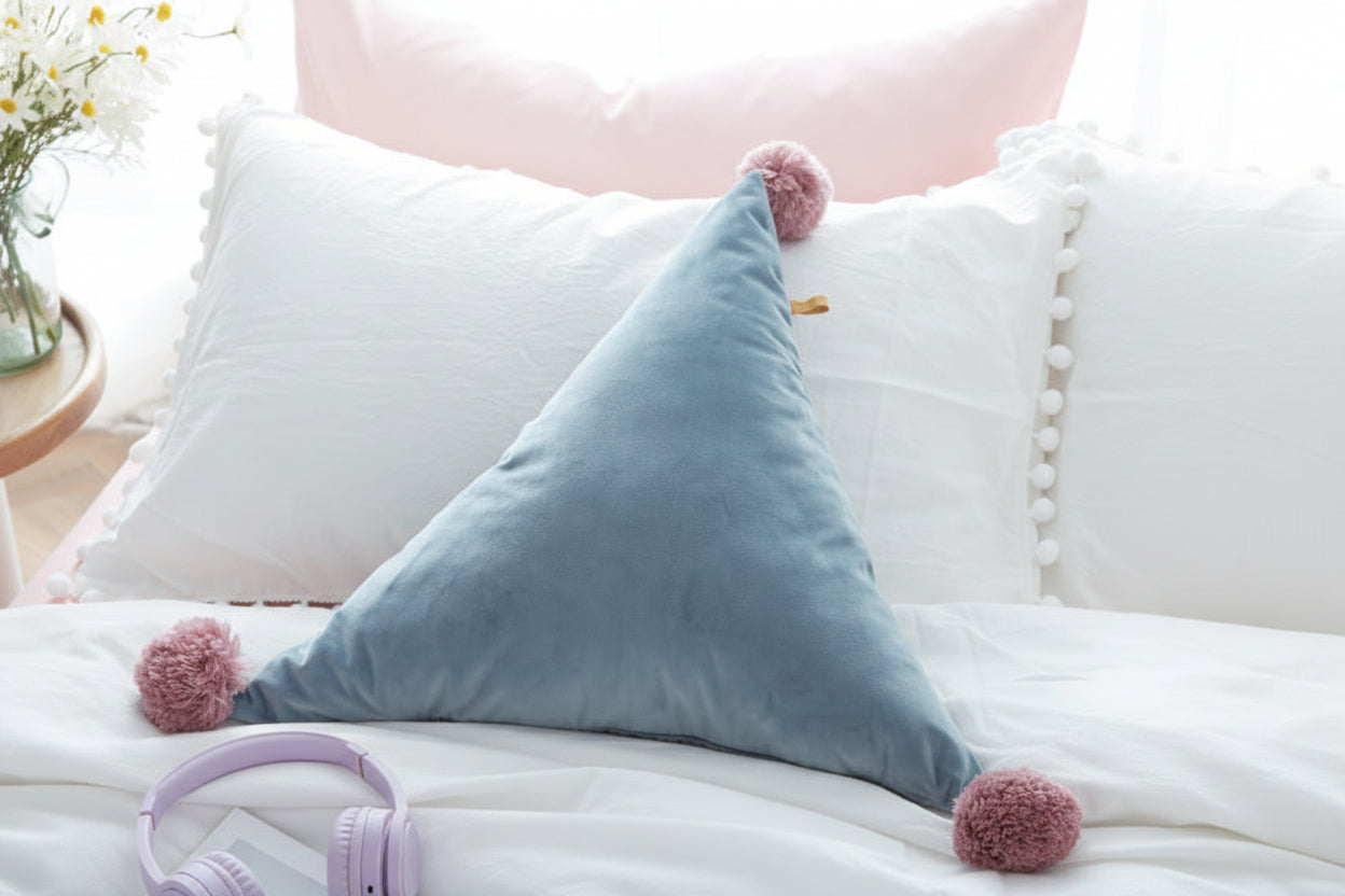 Triangle Pom Pom Cushion Pillow