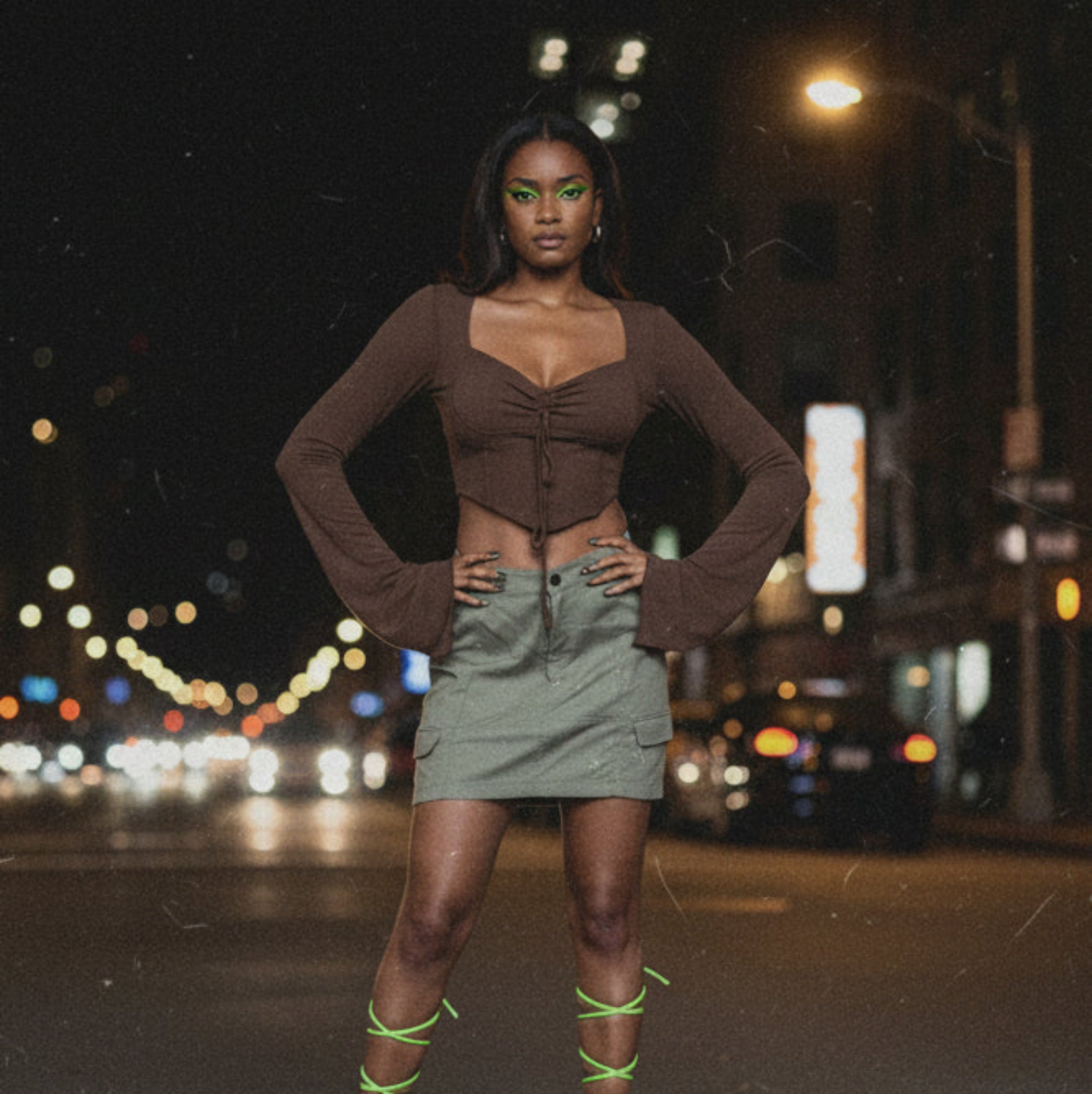 Fish Bone Waist Irregular Crop Top