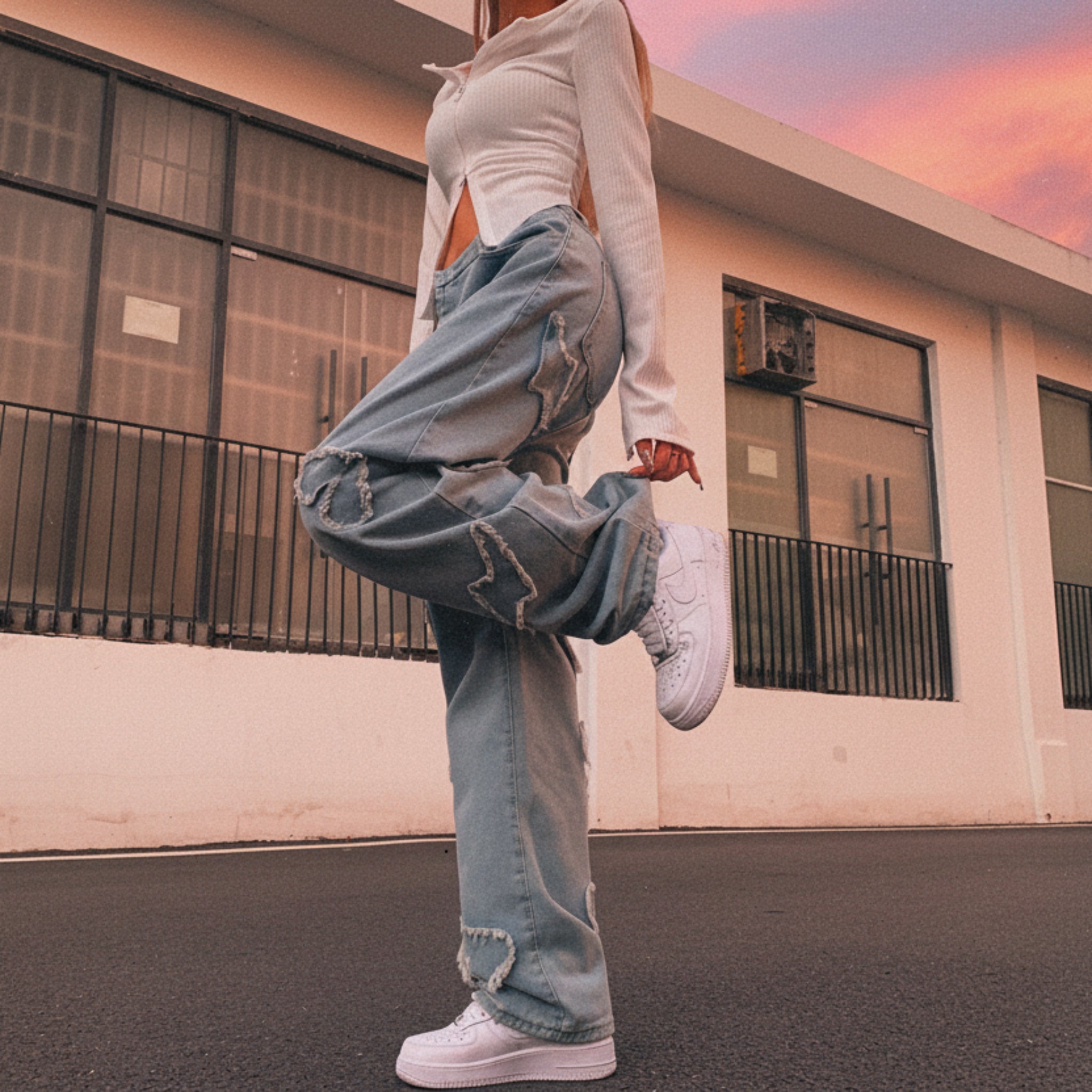Y2k Patchwork Straight Jeans