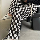 Chessboard Plaid Wide-leg Mop Pants
