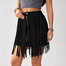 Western Denim Tassel Skirt