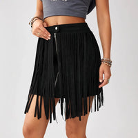 Western Denim Tassel Skirt