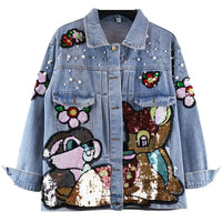 Flower Puff Denim Jacket