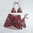 Drawstring Mesh Wrap Skirt Bikini
