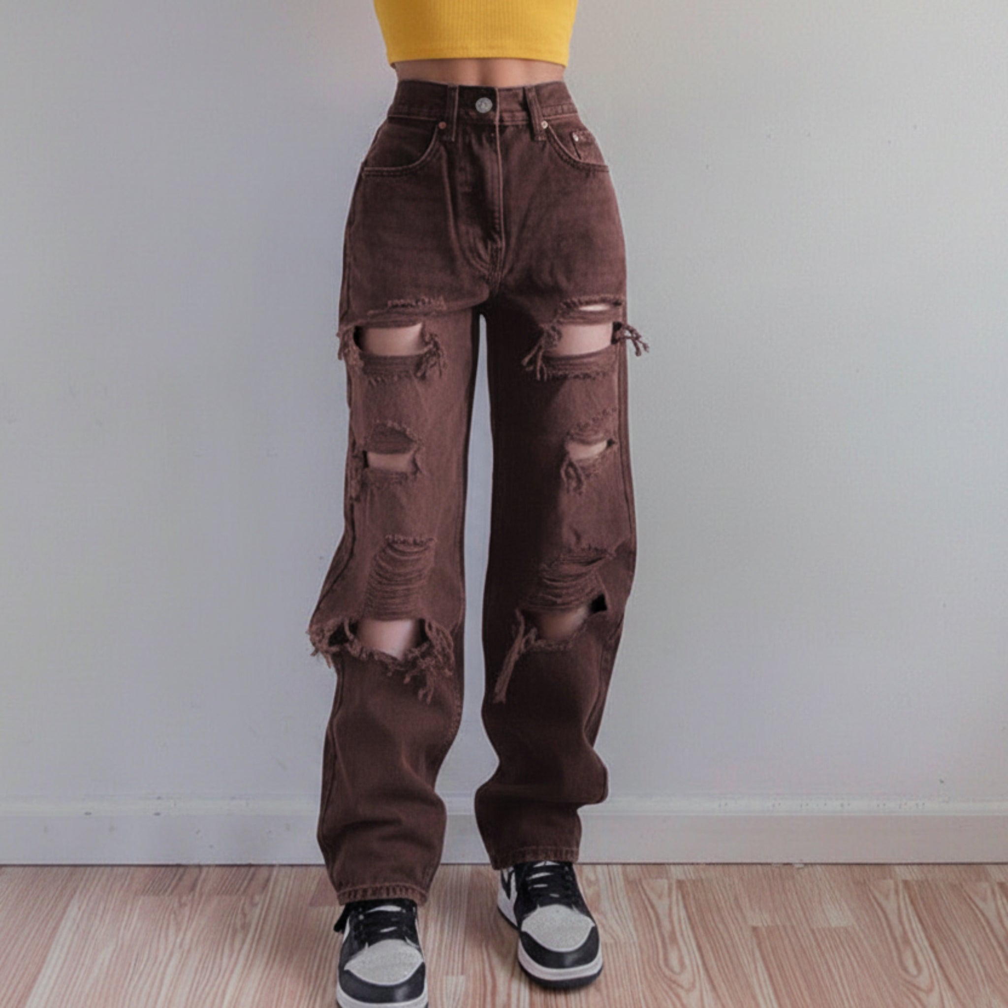 Distressed High-rise Jeans