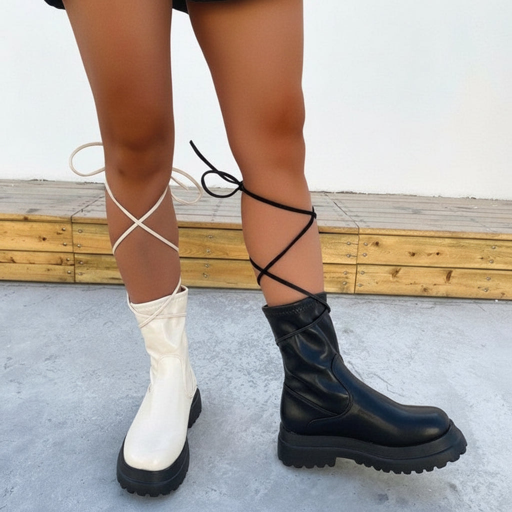 Platform Lace-up Ankle Boots
