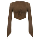 Fish Bone Waist Irregular Crop Top