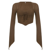 Fish Bone Waist Irregular Crop Top