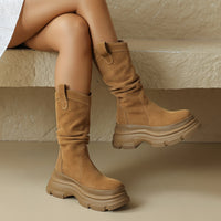 Thick-soled Pleated Pile Boots