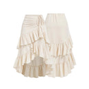 Asymmetric Tied Lotus Leaf Hem Skirt