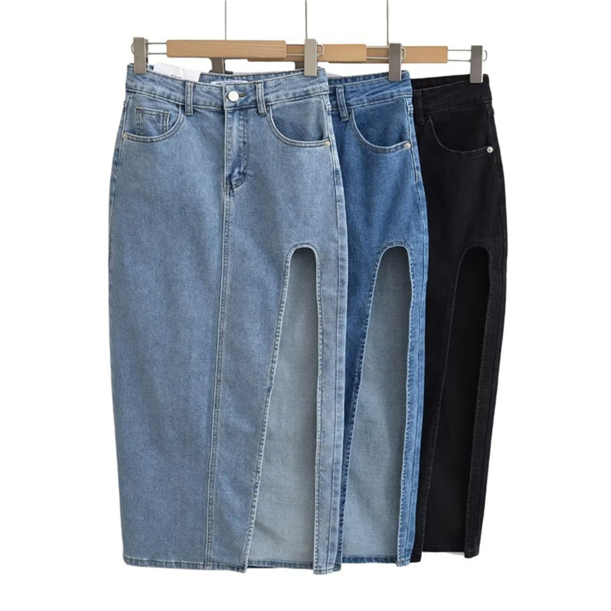Asymmetrical Long Denim Skirt