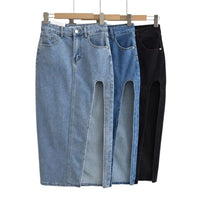Asymmetrical Long Denim Skirt