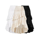 Asymmetric Tied Lotus Leaf Hem Skirt
