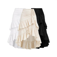 Asymmetric Tied Lotus Leaf Hem Skirt