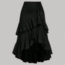 Asymmetric Tied Lotus Leaf Hem Skirt