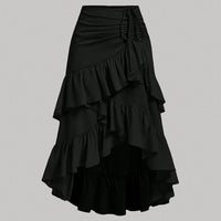 Asymmetric Tied Lotus Leaf Hem Skirt