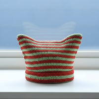 Cat Ears Striped Handmade Knitted Hat
