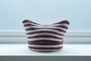 Cat Ears Striped Handmade Knitted Hat