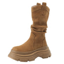 Thick-soled Pleated Pile Boots