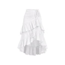 Asymmetric Tied Lotus Leaf Hem Skirt