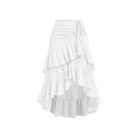 Asymmetric Tied Lotus Leaf Hem Skirt