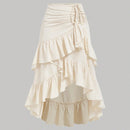 Asymmetric Tied Lotus Leaf Hem Skirt