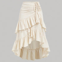 Asymmetric Tied Lotus Leaf Hem Skirt