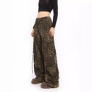Leopard Print Wide-leg Cargo Pants