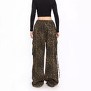 Leopard Print Wide-leg Cargo Pants