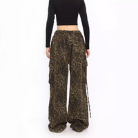 Leopard Print Wide-leg Cargo Pants