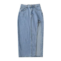 Asymmetrical Long Denim Skirt