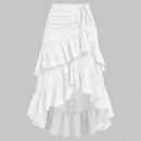 Asymmetric Tied Lotus Leaf Hem Skirt