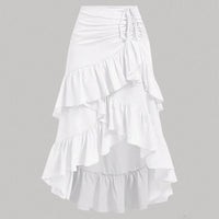 Asymmetric Tied Lotus Leaf Hem Skirt