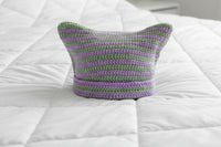 Cat Ears Striped Handmade Knitted Hat