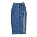 Asymmetrical Long Denim Skirt