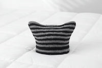 Cat Ears Striped Handmade Knitted Hat